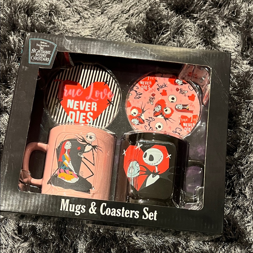 The Nightmare Before Christmas Mugs & Coasters Set - Pink and Black